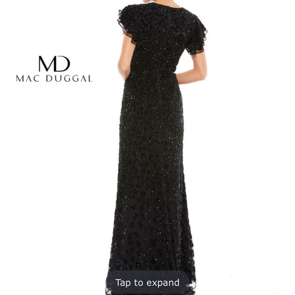 Mac Duggal 10748D Ruffle Sleeve Beaded Dress